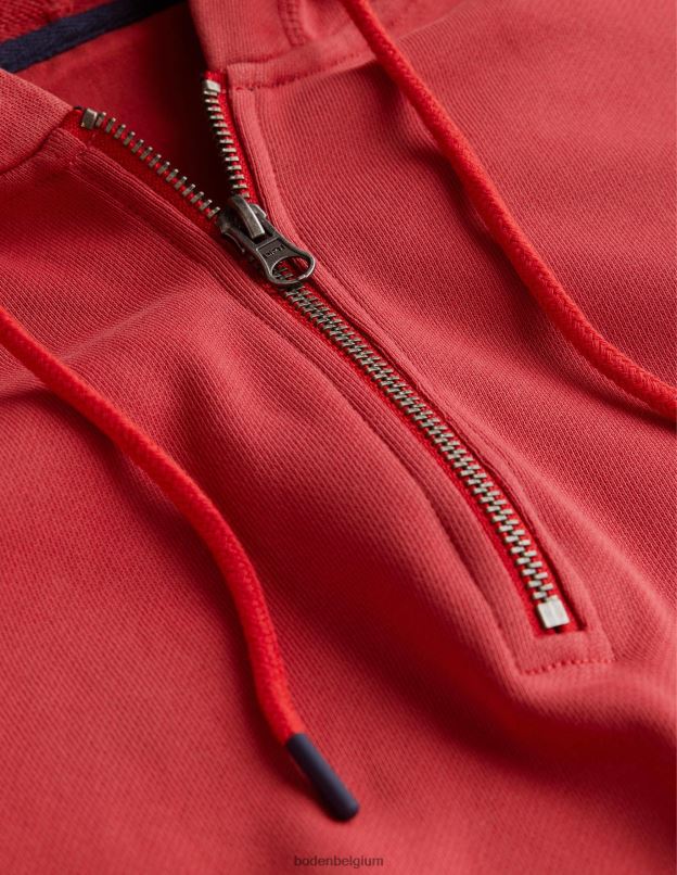 Hommes Boden rouge pompéien sweat à capuche à demi-zip teint en pièce vêtements Z42D03551