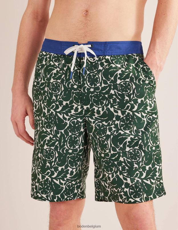 Hommes Boden oiseau héron vert short à taille fixe vêtements Z42D03532