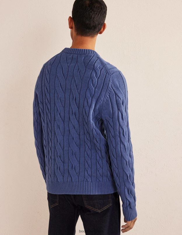 Hommes Boden vraie marine col rond torsadé en coton vêtements Z42D03515