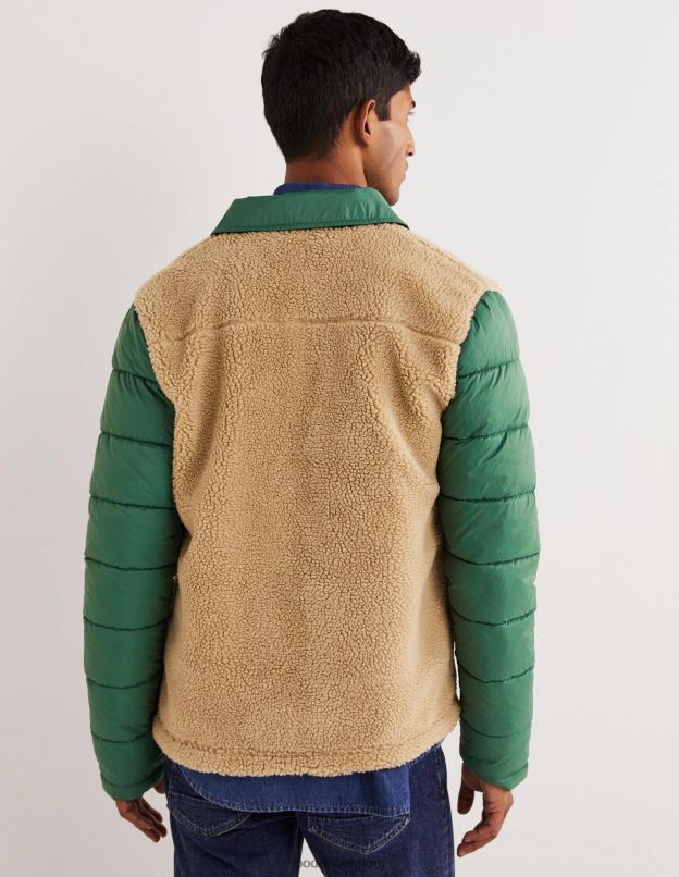 Hommes Boden vert chasseur/écru veste boutonnée en sherpa vêtements Z42D03581